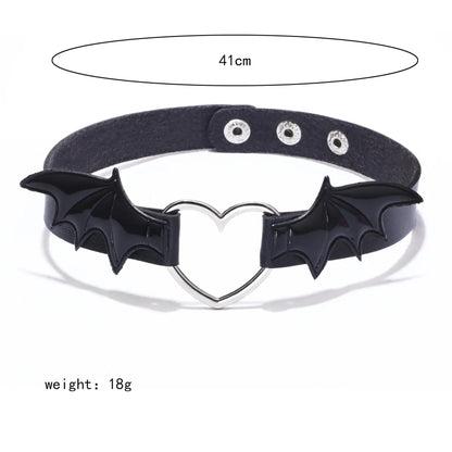 Gothic Sexy Wings Pu Leather Alloy Women'S Bracelets Necklace