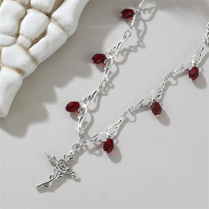 Gothic Simple Style Cross Spider Alloy Plastic Wholesale Necklace