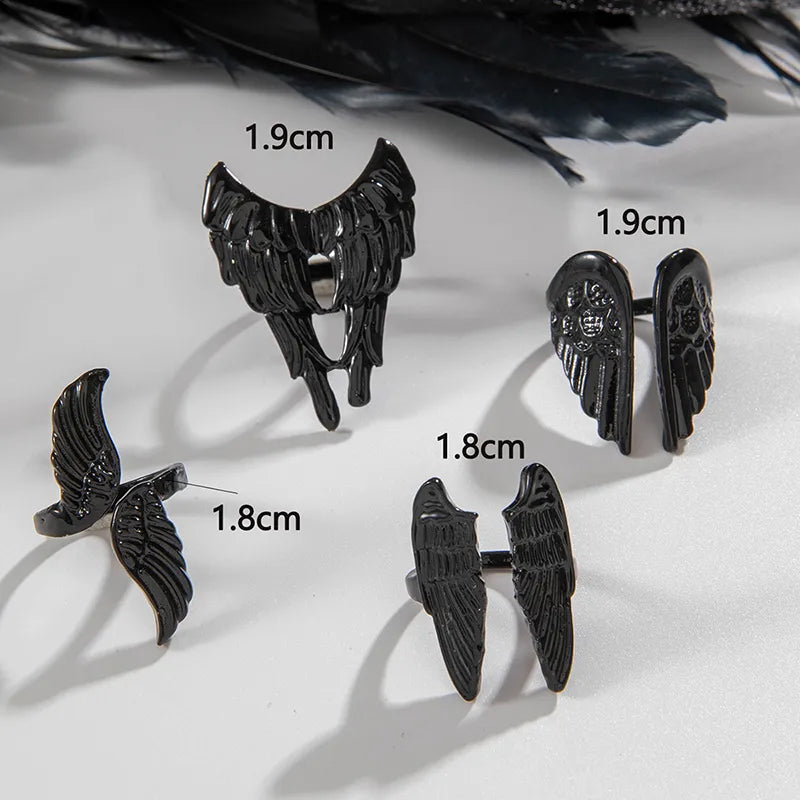 Gothic Simple Style Wings Alloy Metal Women'S Rings