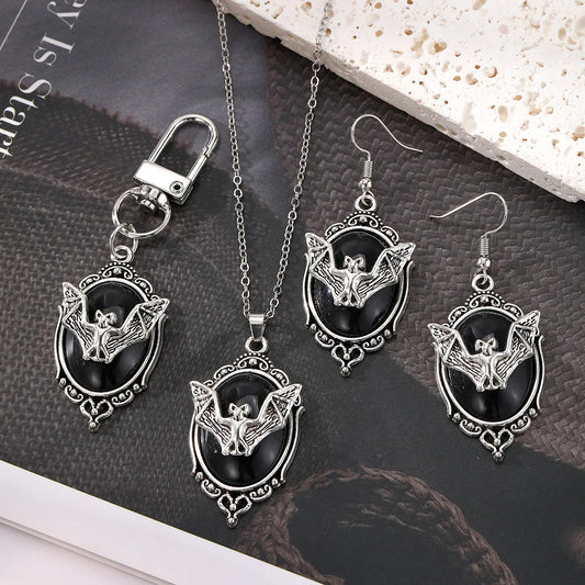 Gothic Vintage Style Bat Alloy Halloween Women'S Jewelry Set