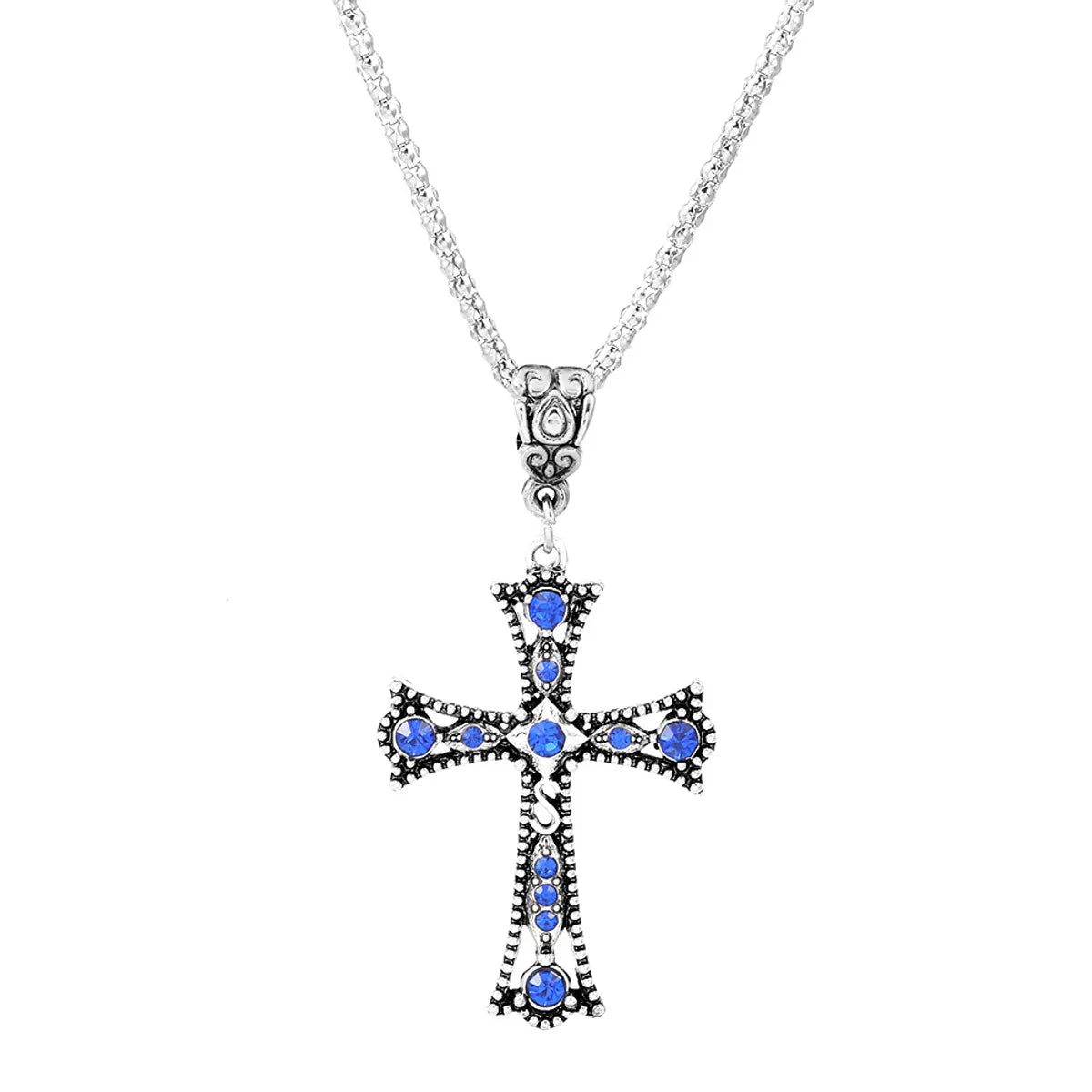 Gothic Vintage Style Cross Alloy Plating Inlay Zircon 14k Gold Plated Unisex Pendant Necklace