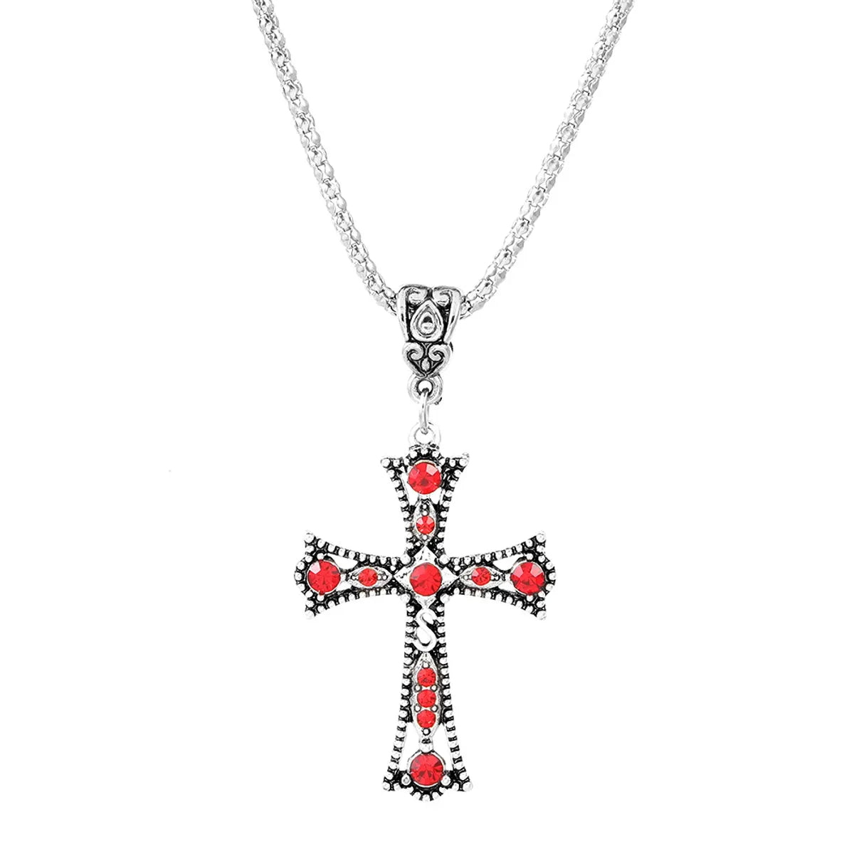 Gothic Vintage Style Cross Alloy Plating Inlay Zircon 14k Gold Plated Unisex Pendant Necklace