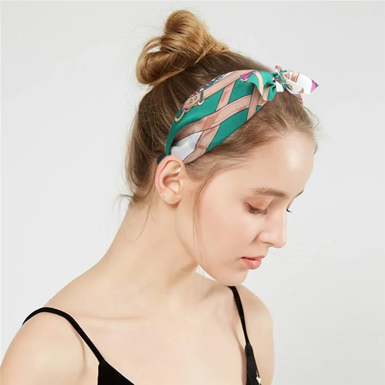 Hair Accessories Leopard Print Rabbit Ears Knotted Wide Version Headband Female European And American Outing Hair Hoop For Braid Headband Hair Accessory