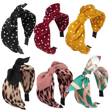 Hair Accessories Leopard Print Rabbit Ears Knotted Wide Version Headband Female European And American Outing Hair Hoop For Braid Headband Hair Accessory