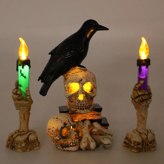 Halloween Candle Skull Plastic Holiday Party Decorative Props