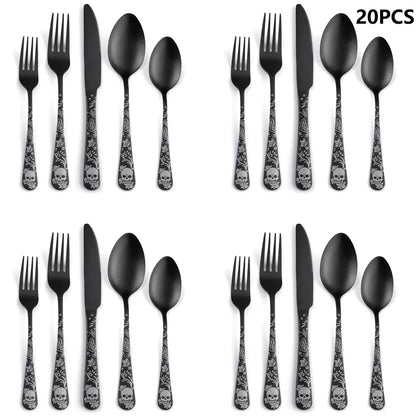 Halloween Casual Skull 410 Stainless Steel Spoon Fruit Fork 1 Set