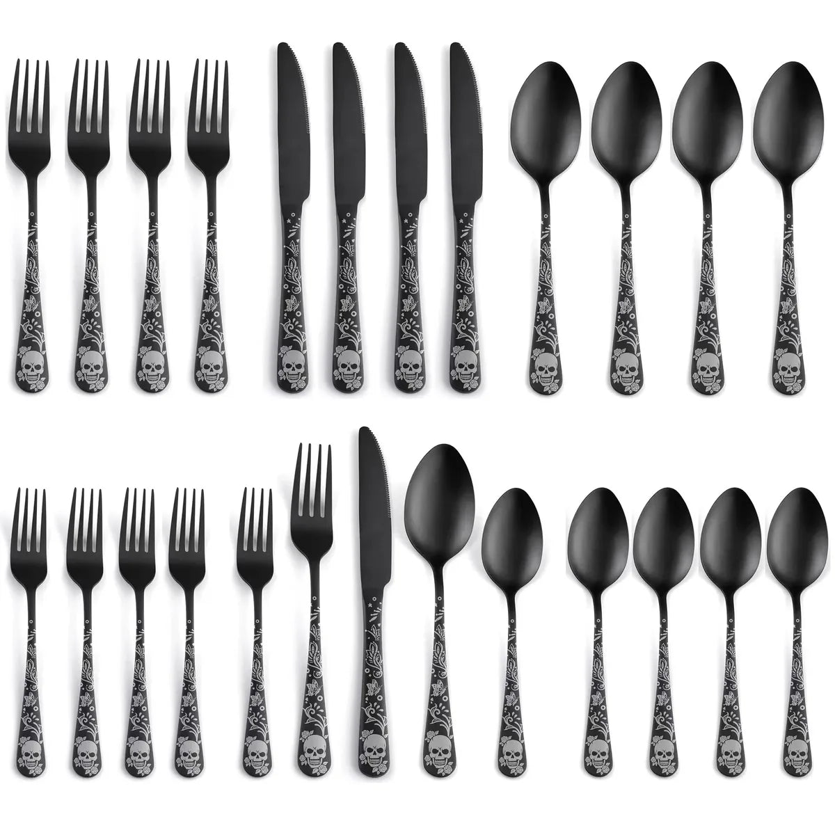 Halloween Casual Skull 410 Stainless Steel Spoon Fruit Fork 1 Set