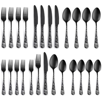 Halloween Casual Skull 410 Stainless Steel Spoon Fruit Fork 1 Set