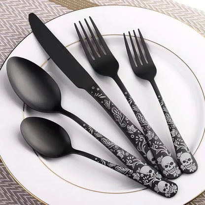 Halloween Casual Skull 410 Stainless Steel Spoon Fruit Fork 1 Set