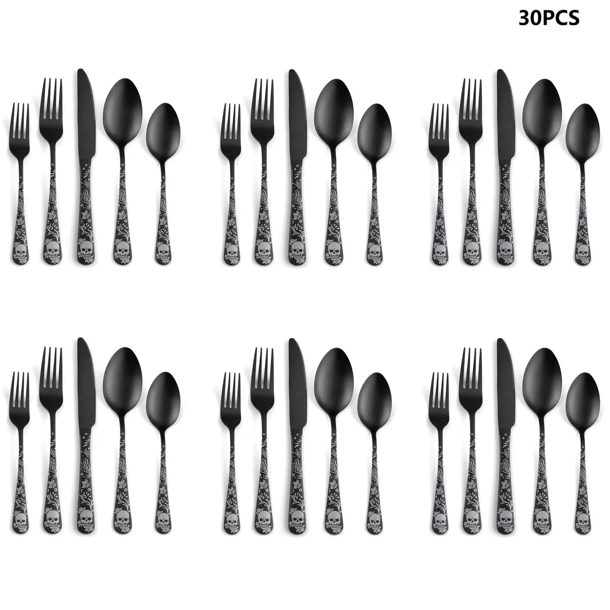 Halloween Casual Skull 410 Stainless Steel Spoon Fruit Fork 1 Set