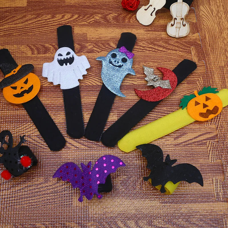 Halloween Bracelet Slap Bracelet Children'S Party Supplies New Ghost Festival Pumpkin Bat Ring Pop Wrist Decoration