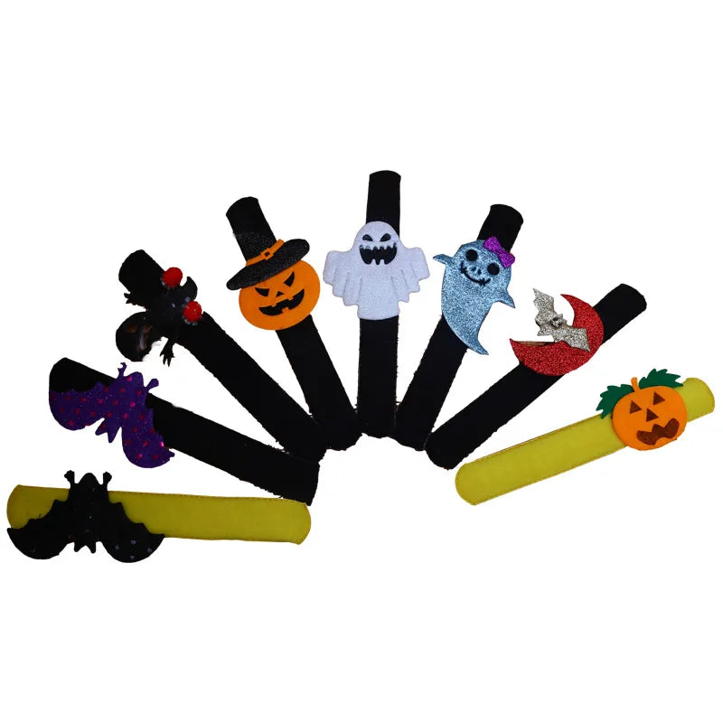 Halloween Bracelet Slap Bracelet Children'S Party Supplies New Ghost Festival Pumpkin Bat Ring Pop Wrist Decoration