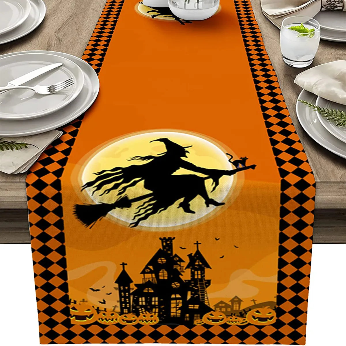 Halloween Chinoiserie Letter Polyester Tablecloth