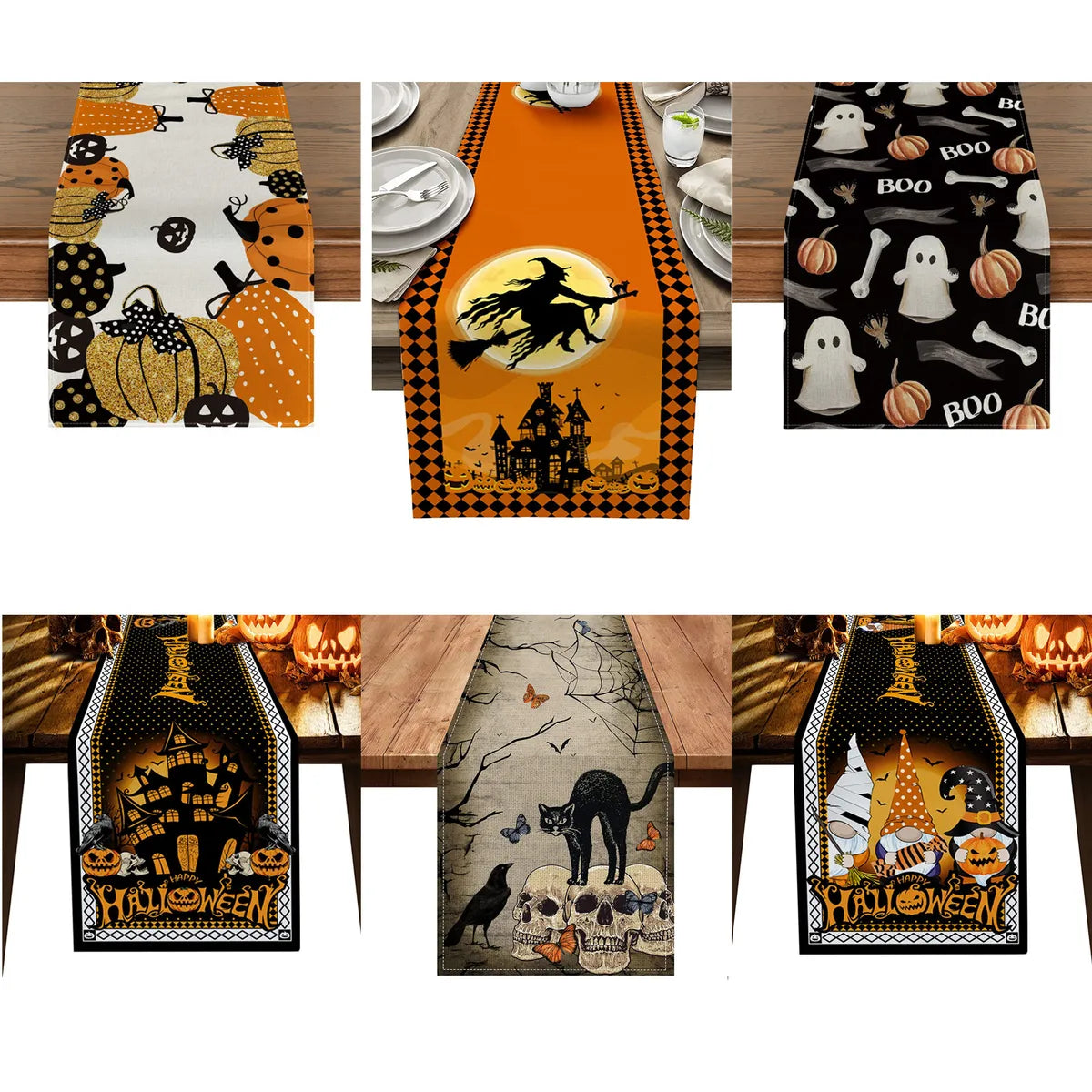 Halloween Chinoiserie Letter Polyester Tablecloth