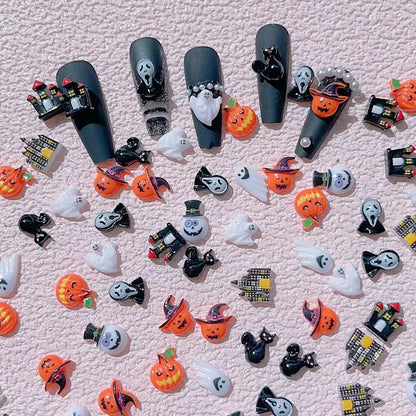 Halloween Classic Style Color Block Resin Nail Patches 20 PCS/Package