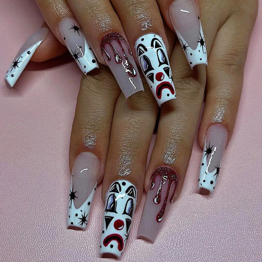 Halloween Cool Style Clown ABS Press-On Nails 1 Set