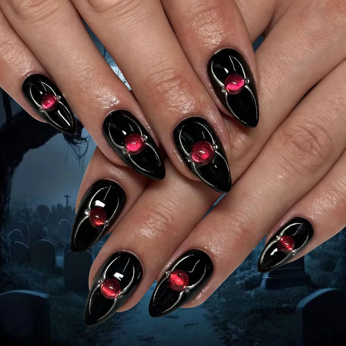 Halloween Cool Style Spider ABS Press-On Nails 1 Set