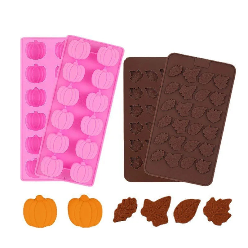 Halloween Cute Pumpkin Red Heart Silica Gel Kitchen Molds 3 Pieces Set 4 Pieces Set 6-Piece Set