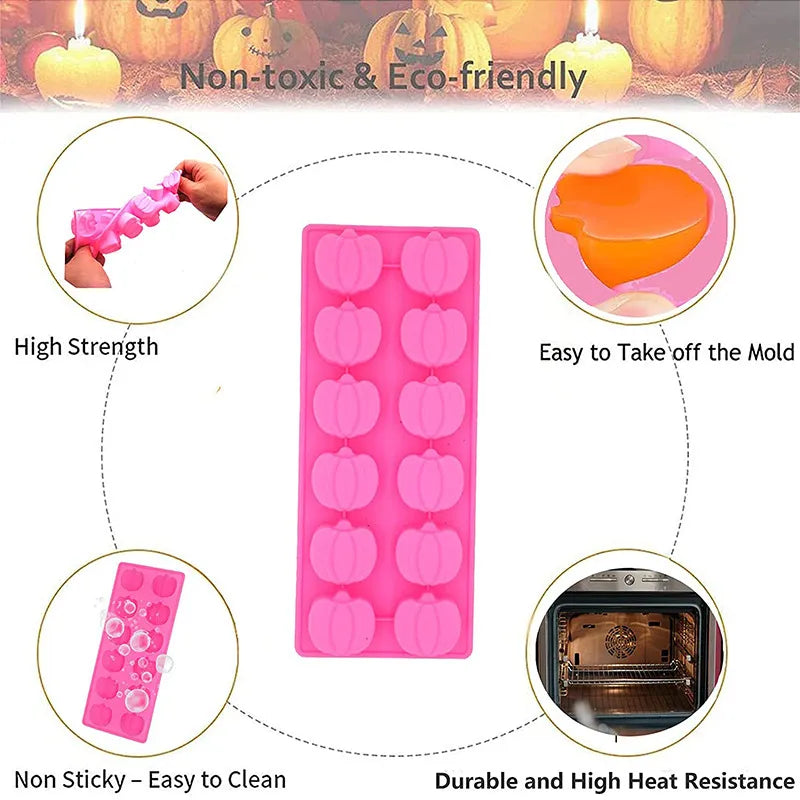 Halloween Cute Pumpkin Red Heart Silica Gel Kitchen Molds 3 Pieces Set 4 Pieces Set 6-Piece Set