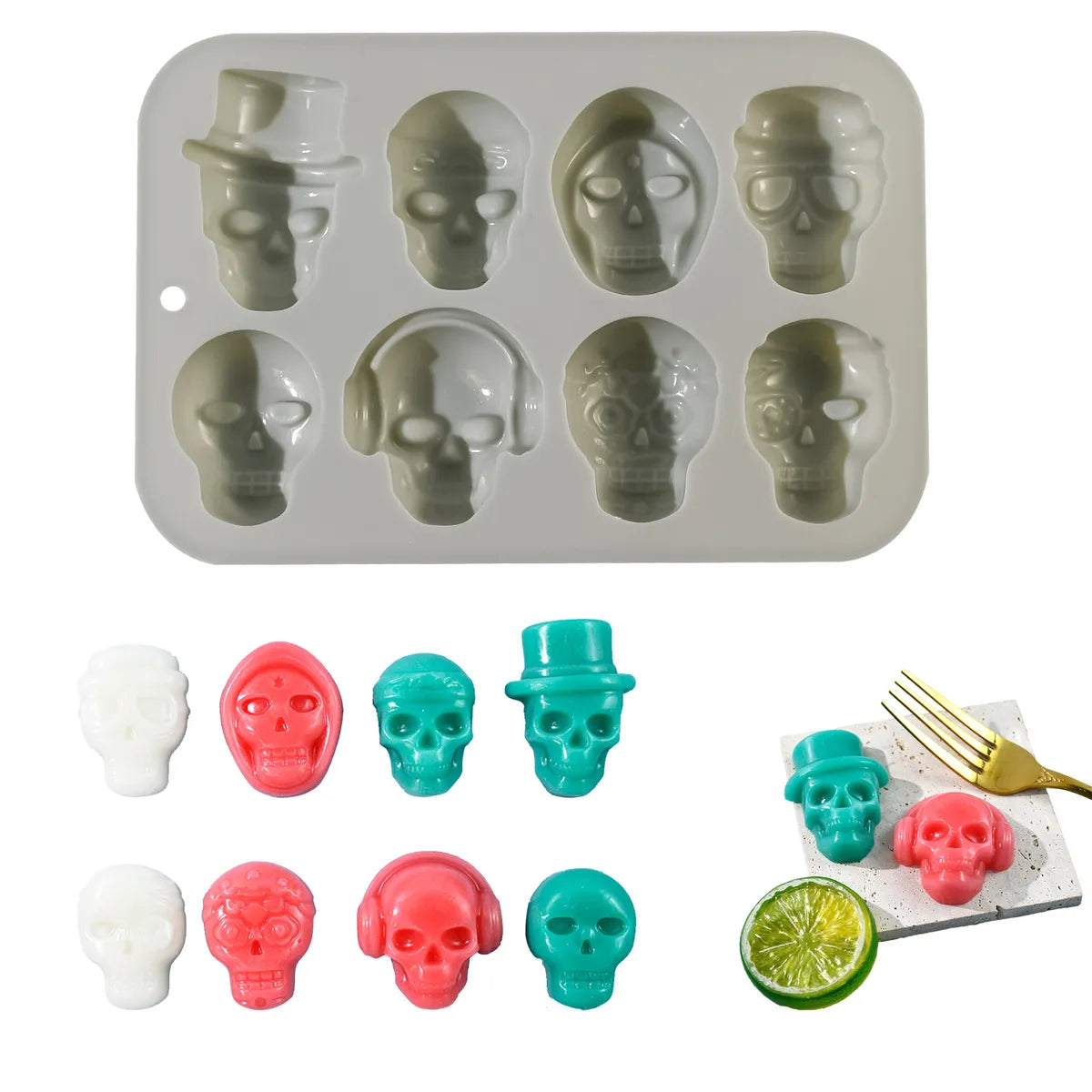 Halloween Cute Skull Silica Gel Kitchen Molds 1 Piece