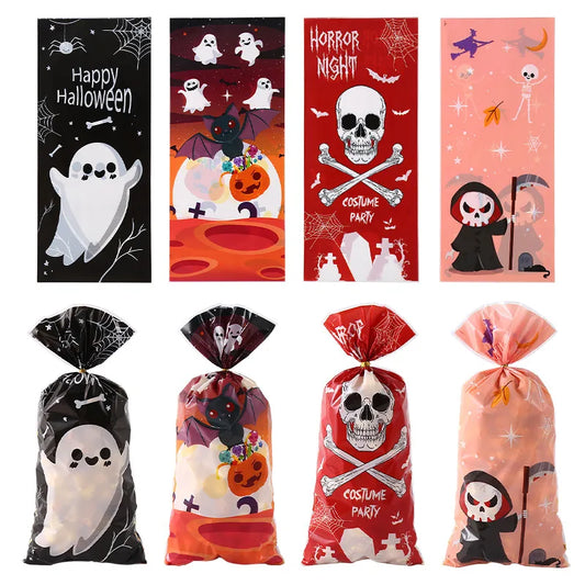 Halloween Element Candy Bag Creative Skull Ghost Opp Flat Pocket Candy Snack Gift Bag Party Decoration