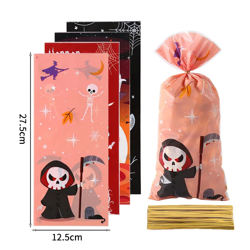 Halloween Element Candy Bag Creative Skull Ghost Opp Flat Pocket Candy Snack Gift Bag Party Decoration