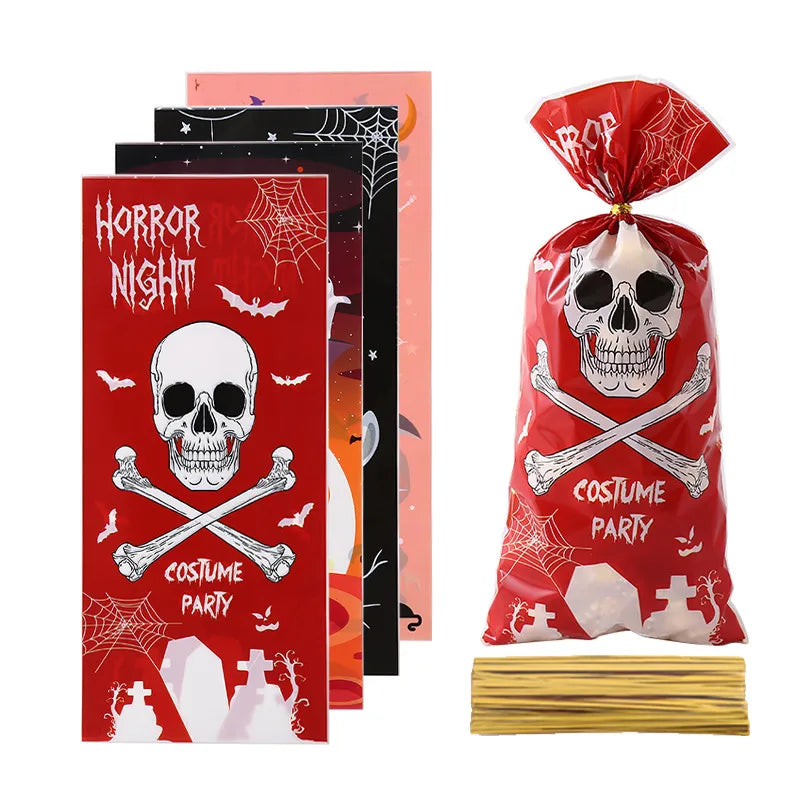 Halloween Element Candy Bag Creative Skull Ghost Opp Flat Pocket Candy Snack Gift Bag Party Decoration