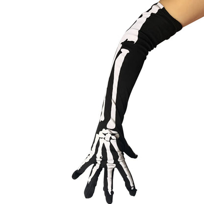 Halloween Skull Gloves Long Performance Props Costume