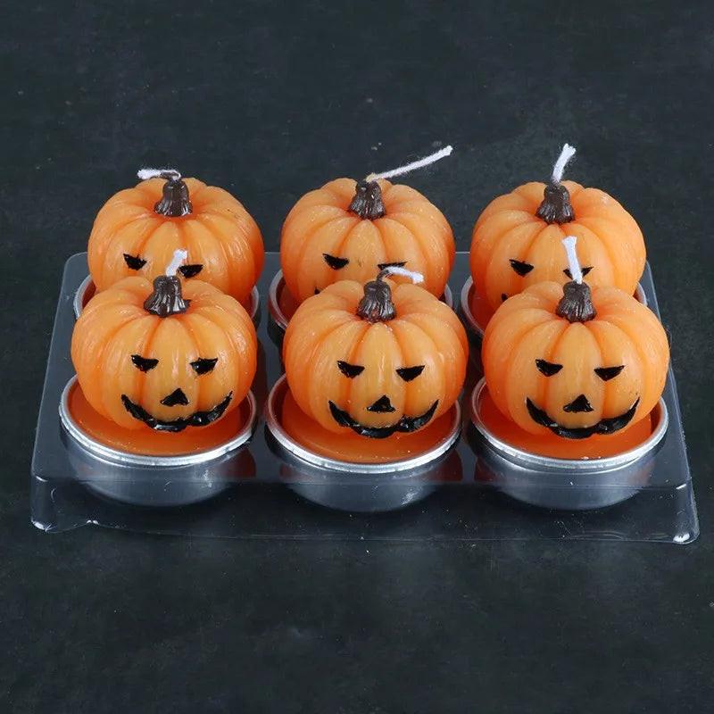 Halloween Funny Cool Style Human Pumpkin Emoji Face Paraffin Party Festival Candle