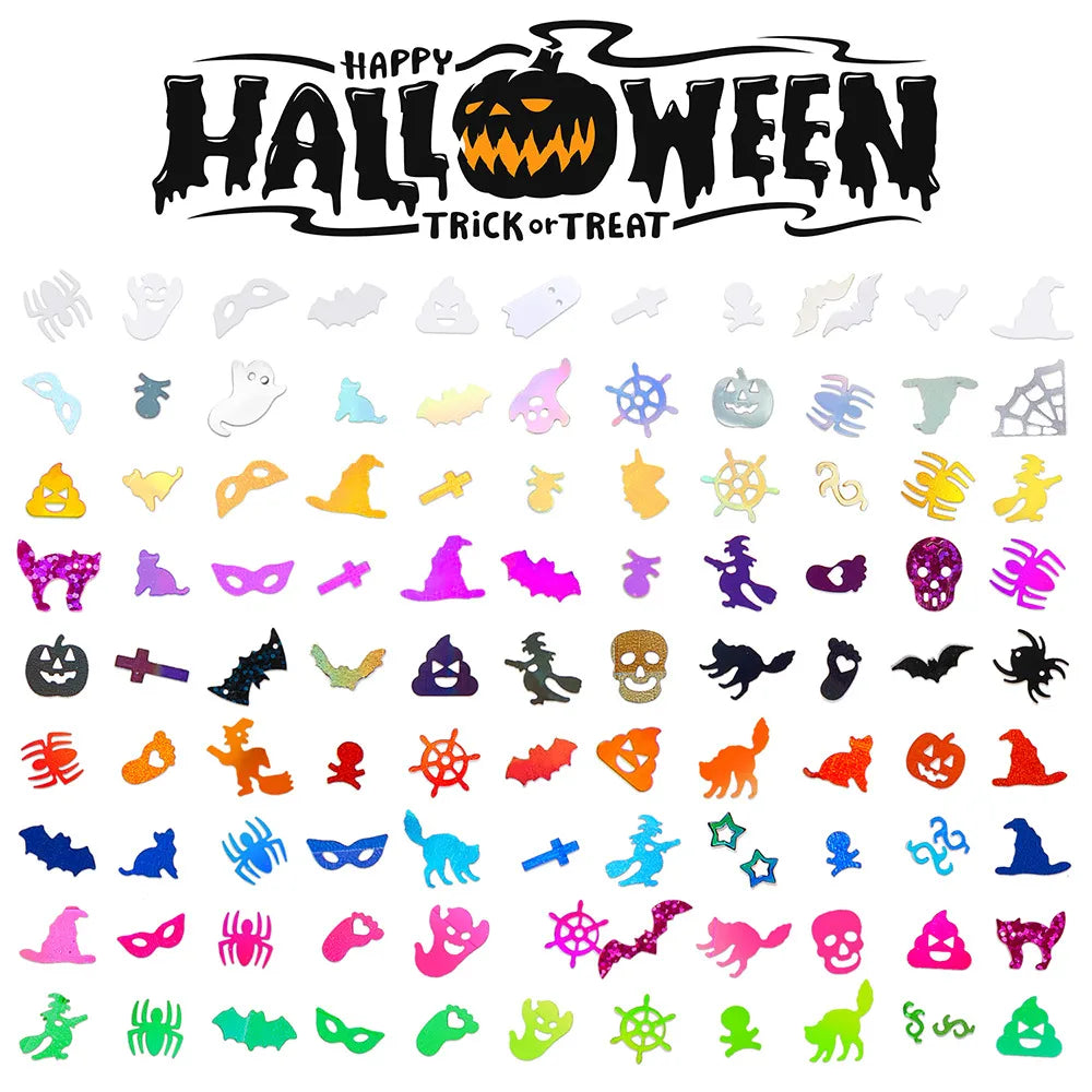 Halloween Funny Halloween Pattern Pumpkin PET PVC Nail Patches Nail Decoration Accessories 1 Set