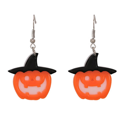 Halloween Funny Pumpkin Acrylic Earrings Little Witch Resin Earrings