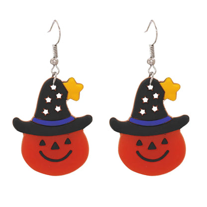 Halloween Funny Pumpkin Acrylic Earrings Little Witch Resin Earrings