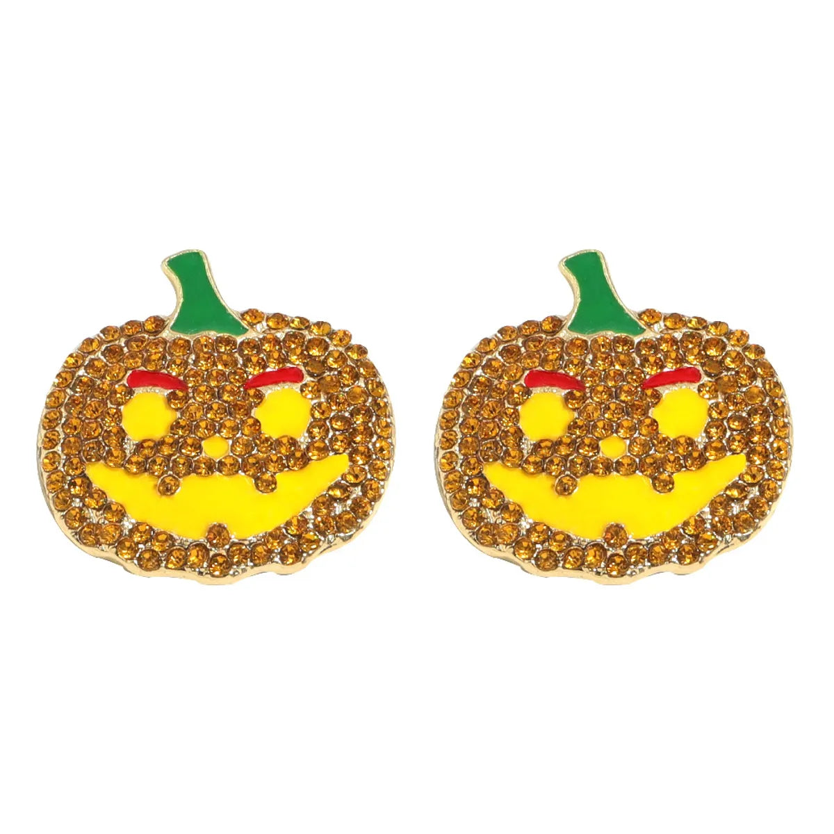 Fashion Pumpkin Diamond Alloy Artificial Gemstones Earrings