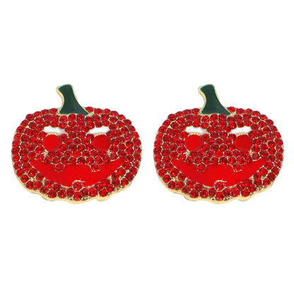 Fashion Pumpkin Diamond Alloy Artificial Gemstones Earrings