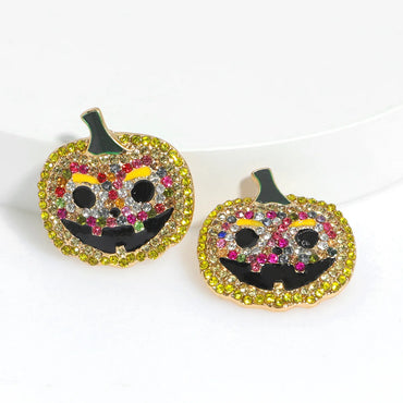 Fashion Pumpkin Diamond Alloy Artificial Gemstones Earrings