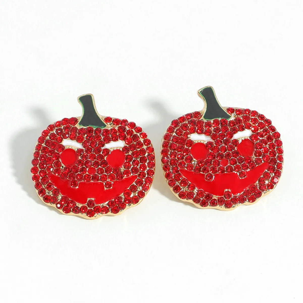 Fashion Pumpkin Diamond Alloy Artificial Gemstones Earrings