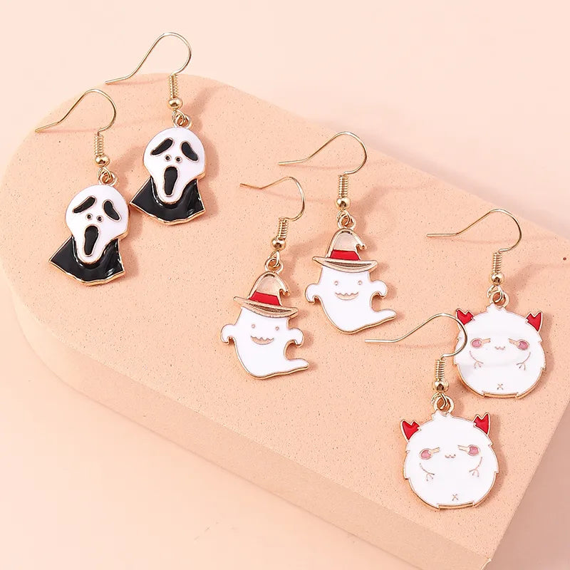 Halloween Funny Skull Alloy Party Earrings