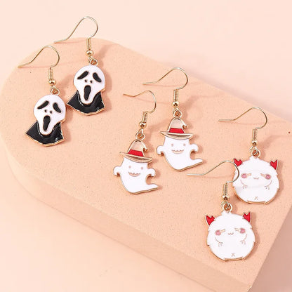 Halloween Funny Skull Alloy Party Earrings