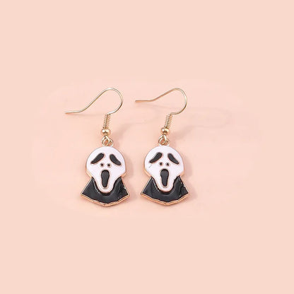 Halloween Funny Skull Alloy Party Earrings