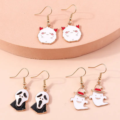 Halloween Funny Skull Alloy Party Earrings