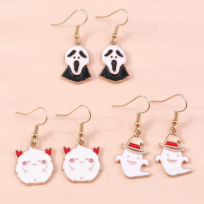 Halloween Funny Skull Alloy Party Earrings