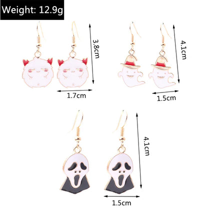 Halloween Funny Skull Alloy Party Earrings