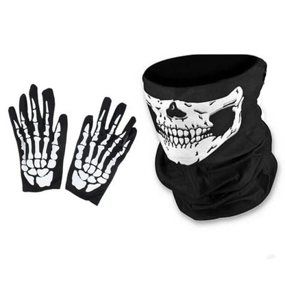 Halloween Gothic Exaggerated Skeleton Skull Party Festival Gloves And Masks