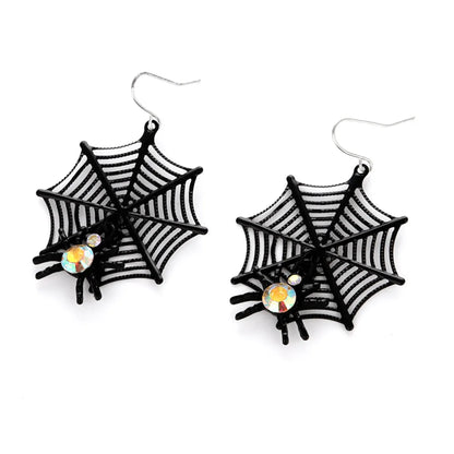 Retro Spider Plating Alloy Artificial Gemstones Earrings