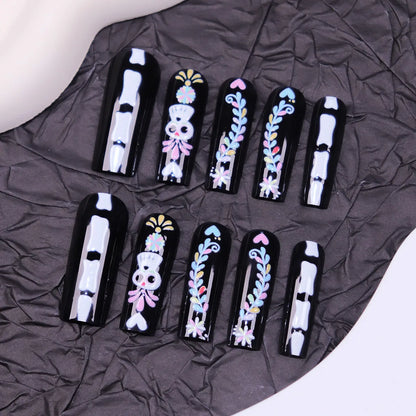 Halloween Hip-Hop Funny Color Block Skull Plastic Nail Patches 1 Set