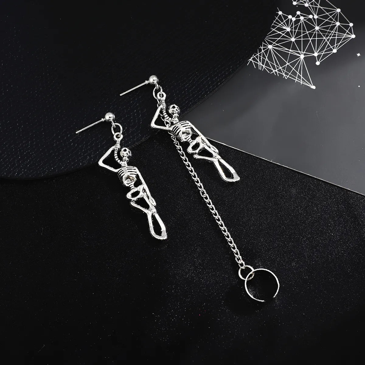 Halloween Metal Skull Asymmetric Chain Punk Style Earrings Wholesale Jewelry Gooddiy