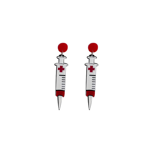 Halloween New Acrylic Syringe Earrings Wholesale