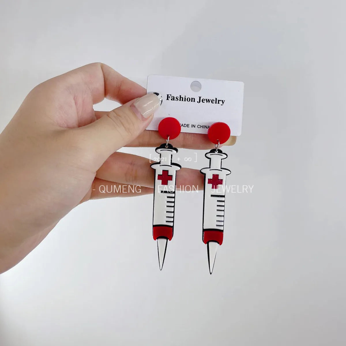 Halloween New Acrylic Syringe Earrings Wholesale