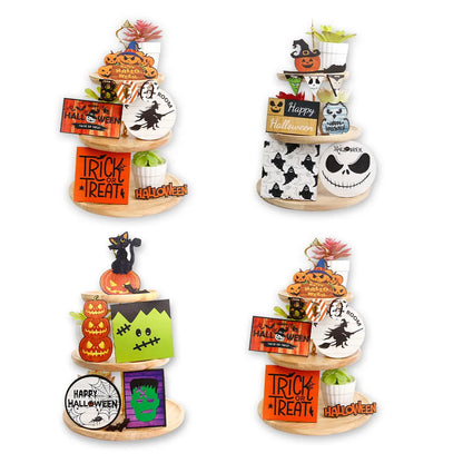 Halloween Pattern Wood Holiday Party Ornaments