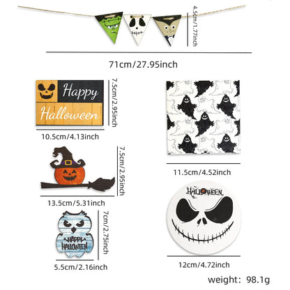 Halloween Pattern Wood Holiday Party Ornaments